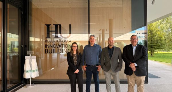 Flavia, Flaviano, Eduardo e Alexandre na Universidade Humanitas