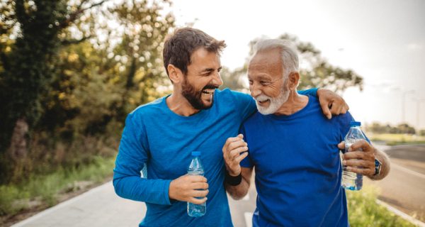 Two men exercising outdoors